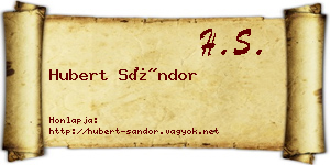 Hubert Sándor névjegykártya